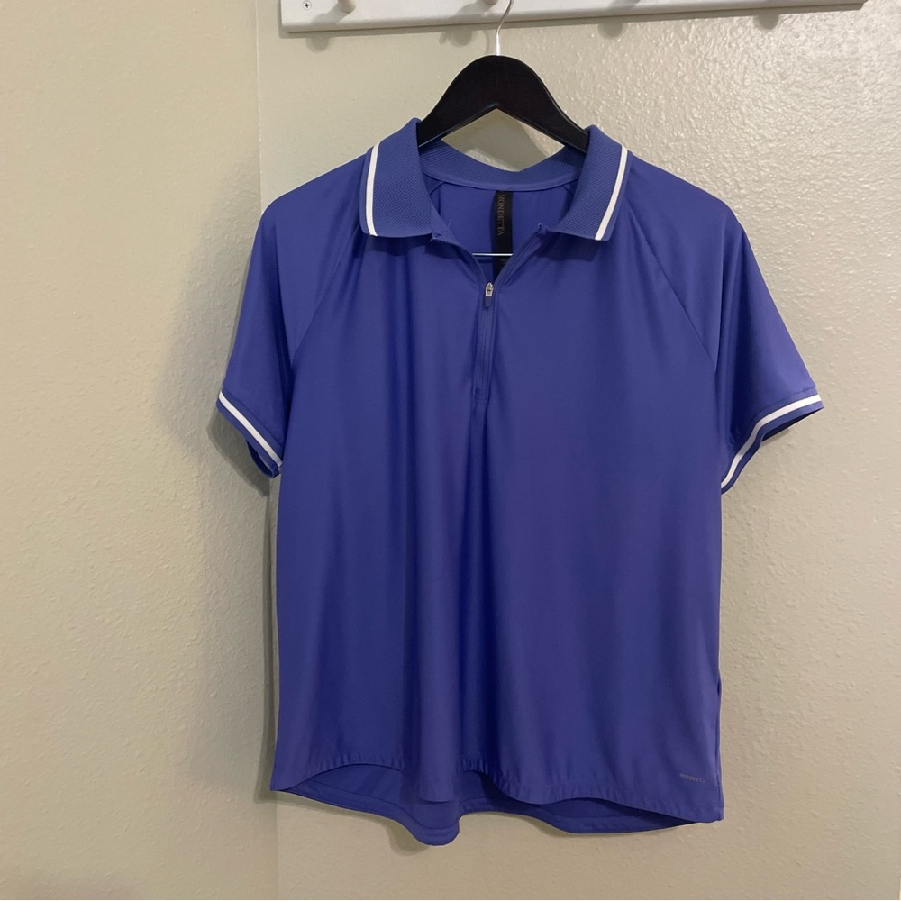 Mondetta Royal Blue Zip-Front Polo with White Trim